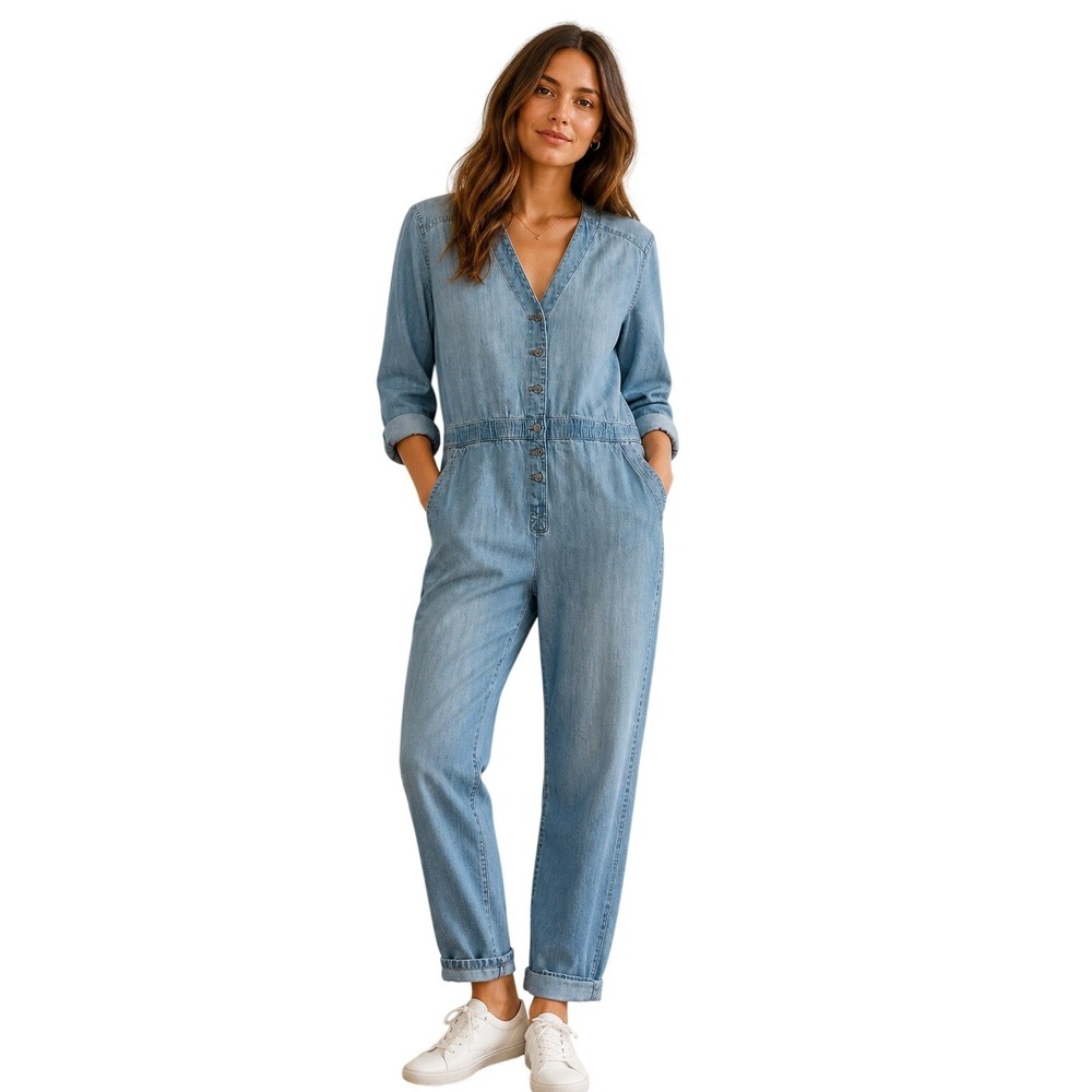 Gap Women's Denim Straight‎ Leg Utility Boiler Suit Garage Overalls Small